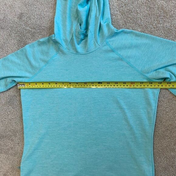 UNDER Armour blue long sleeve hooded top Sz S - Picture 5 of 6